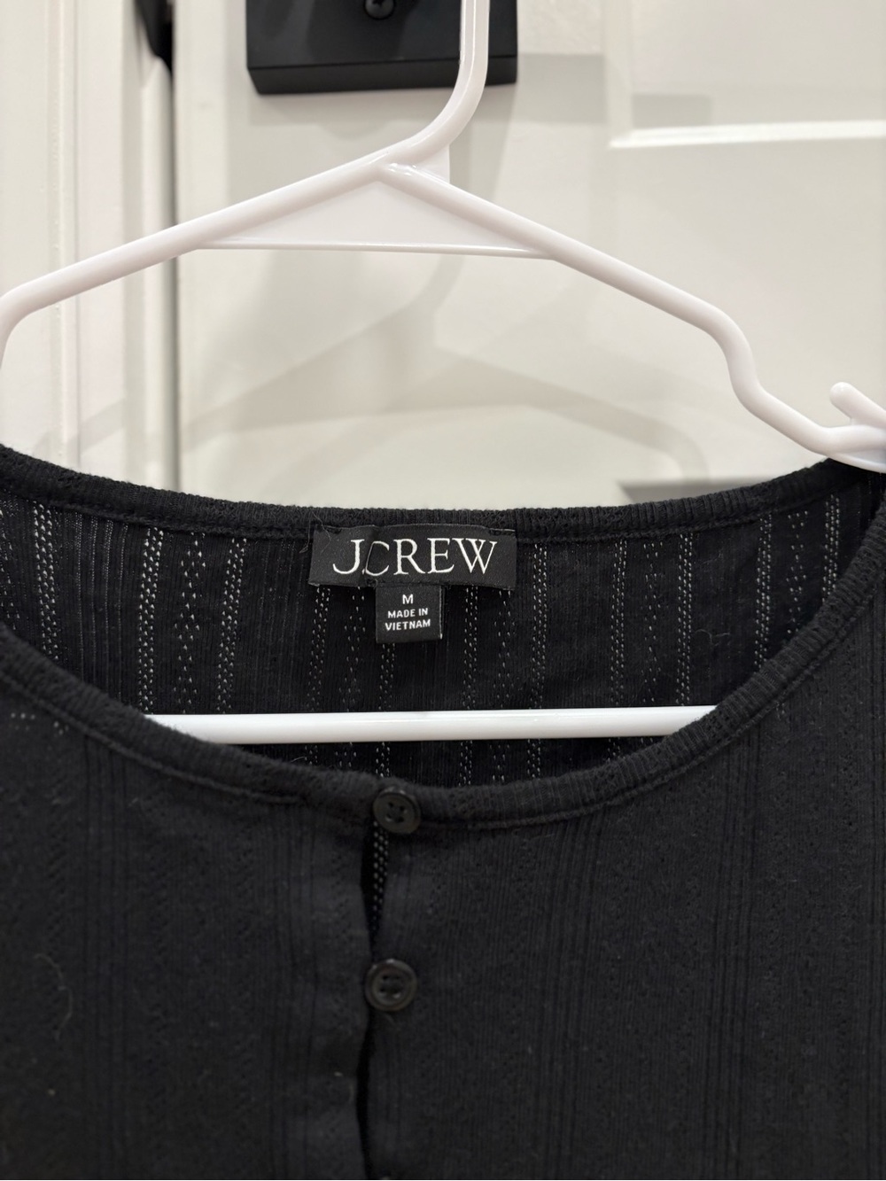 J. Crew Black Short Sleeve Button-Front Top 100%Cotton Size Medium - Picture 3 of 8